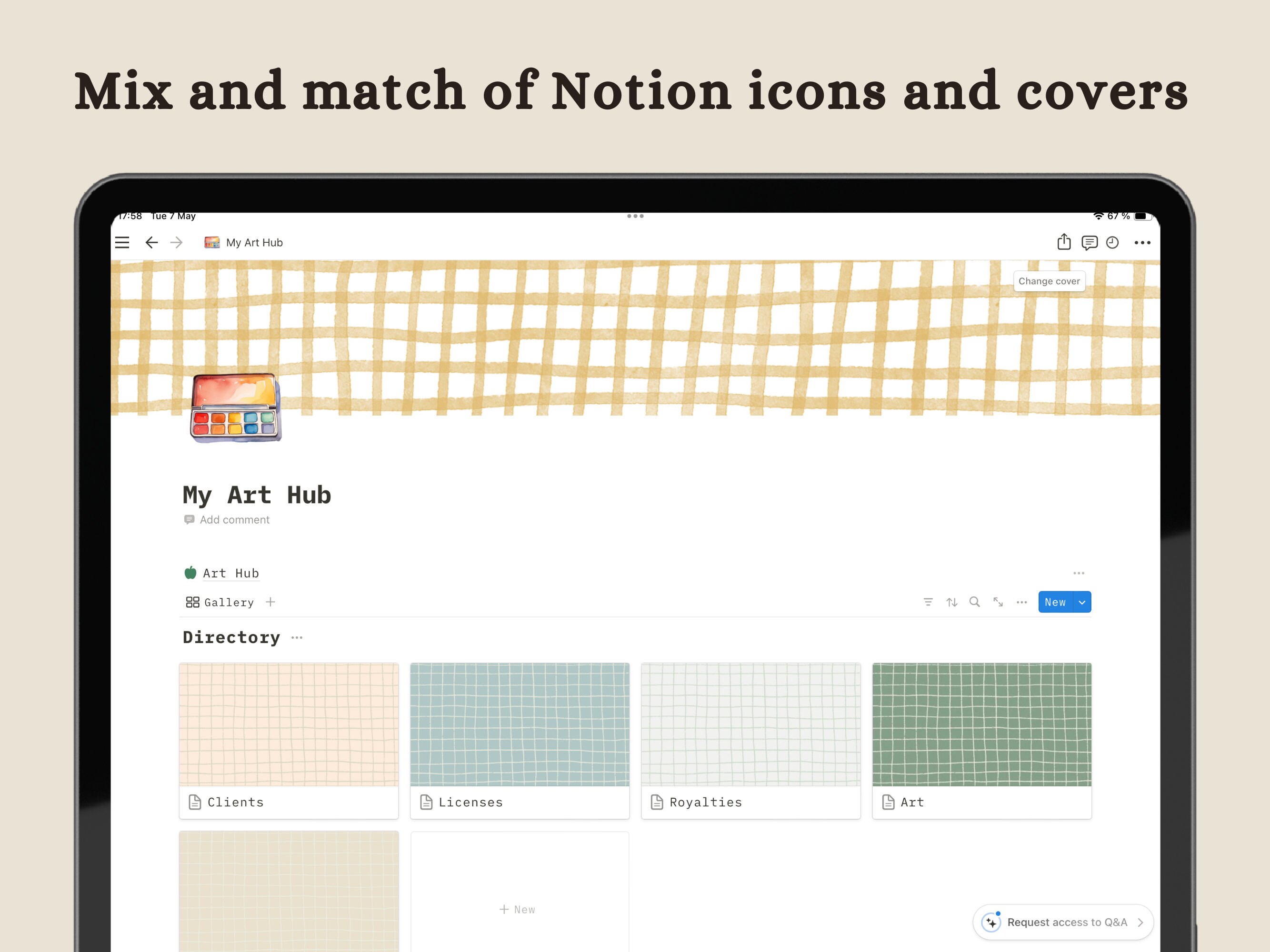 Watercolor Paintbox Themed Notion Icons for Notion Artist Hub ...