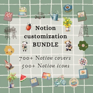 500+ Notion icons and 700+ Notion covers bundle ｜Notion customization bundle ｜Notion bundle｜Aesthetic Notion