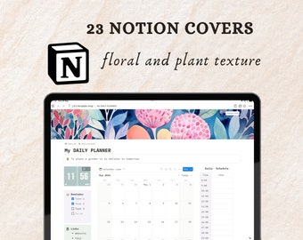 Floral design and plant texture Notion covers  | Aesthetic Notion｜Notion covers for Notion gardening journal｜Vibrant floral design