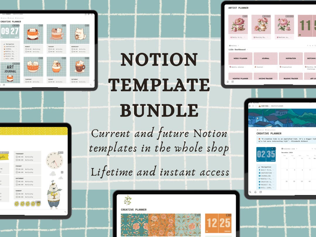 Notion Templates Bundle of the Whole Shop | One Time Payment and ...