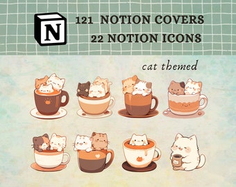 May include: A set of 8 digital illustrations featuring cute cats in coffee mugs. The cats are in various poses and have different expressions. The illustrations are in a cartoon style and are perfect for use in digital planners, social media, or other creative projects.