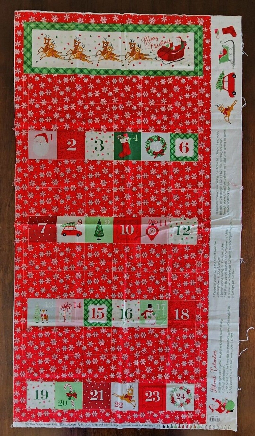 Riley Blake Designs Advent Calendar Merry and Bright Fabric Etsy