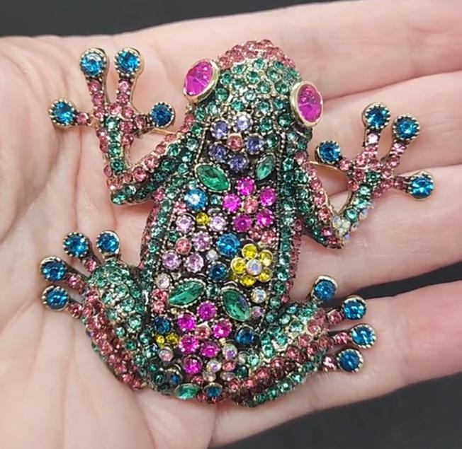 Broche 'Cristal' En Forme De Grenouille - Rhodium Et Strass - Bijou Fantaisie Pour Femme