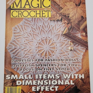 Magic Crochet Magazine  February 1995 # 94 Doilies Fashion Doll Dress Filet