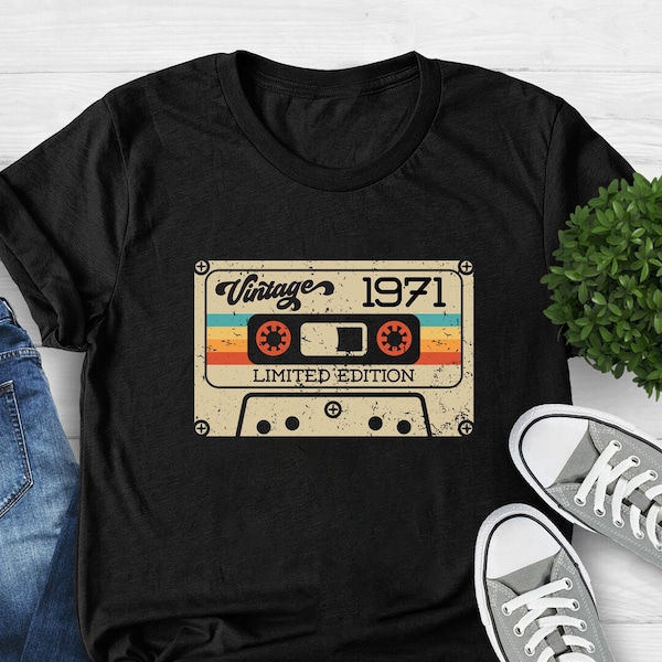 Vintage 1971 Limited Edition Cassette Tape Shirt, 52nd Birthday,52nd Birthday Gift, 52nd Birthday Gift For Women,52nd Birthday Gift For Men#