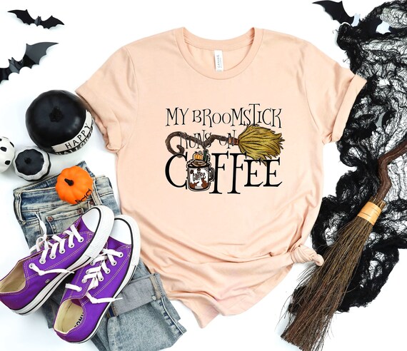 My Broomstick Runs On Coffee Halloween Shirt, Wit… - image 4