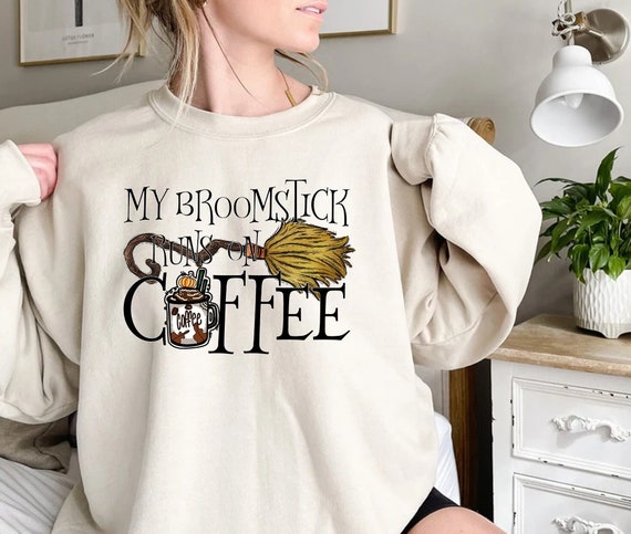 My Broomstick Runs On Coffee Halloween Shirt, Wit… - image 1