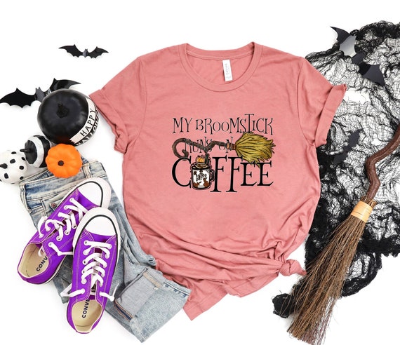 My Broomstick Runs On Coffee Halloween Shirt, Wit… - image 3