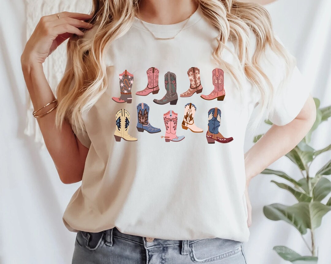 Cowgirl Boots Printed Shirt and Shorts Set