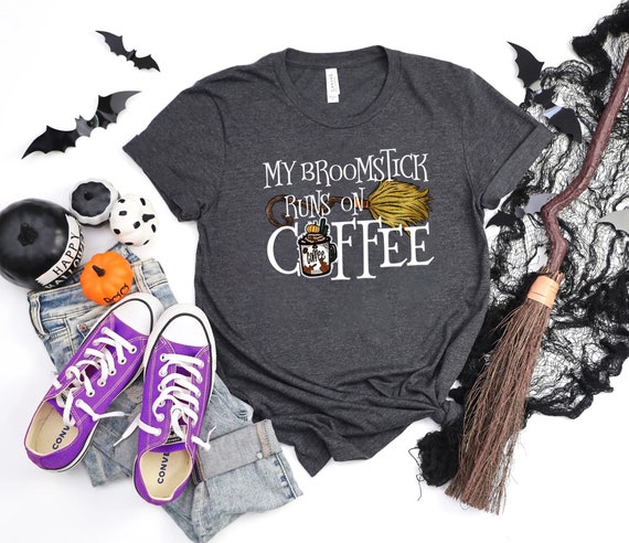 My Broomstick Runs On Coffee Halloween Shirt, Wit… - image 2