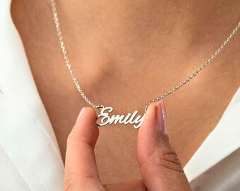 Collana con nome personalizzato in argento, collana con nome personalizzato in oro 18 carati in argento, collana con nome in argento personalizzata, collana con nome in argento, regalo personalizzato