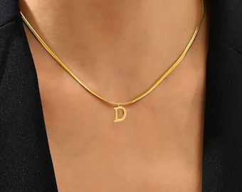 Collana personalizzata in oro 18 carati dalla A alla Z, collana con lettere dalla A alla Z, collana con iniziali personalizzate, collana con colletto personalizzato, collana con alfabeto dalla A alla Z, minimalista