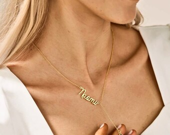 Collana con nome in oro 18 carati personalizzata, collana con nome delicato personalizzato, collana con nome personalizzato, collana di pietre portafortuna, regalo unico per lei, delicato