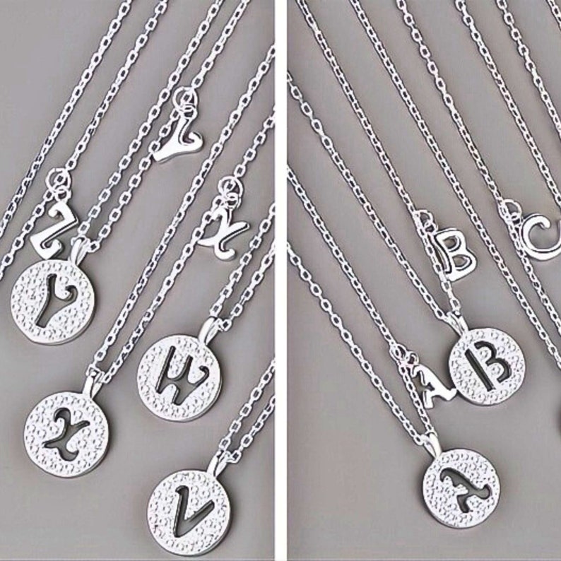 Personalized Silver Letter Necklace AZ Letter Necklace Etsy