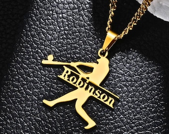Collana con nome personalizzato da baseball, collana con nome personalizzato da baseball, collana con ciondolo con nome personalizzato, gioielli da baseball, regalo per lui, regalo sportivo