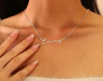 Collana con nome personalizzato in oro 18 carati, collana con nome personalizzato, collana con nome personalizzato, collana con nome delicato, collana con targhetta, minimalista