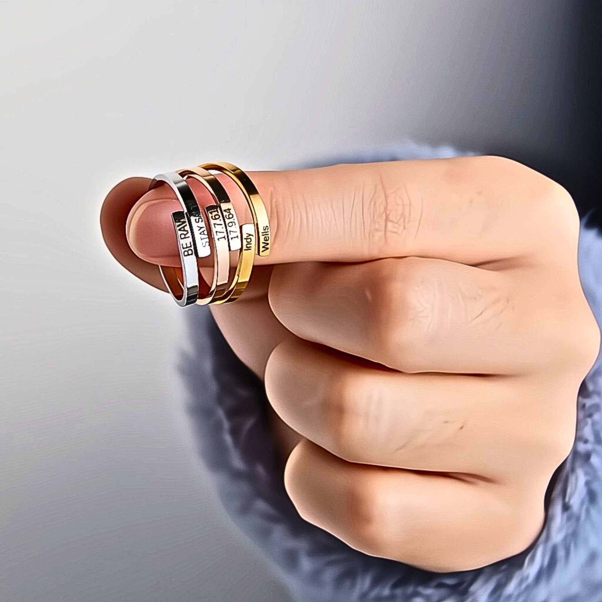 Personalized Double Name Rings, Engraved Couple Rings, Customized Name ...