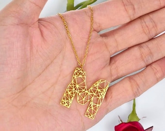 Collana con iniziale origami in oro 18k, gioielli origami, collana personalizzata dalla A alla Z, girocollo personalizzato, collana origami personalizzata, regalo per lei, unico
