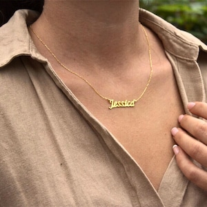 18K Gold Personalized Minimalist Name Necklace, Nameplate Pendant Necklace, Trendy Dainty Jewelry Gift, Custom Name Necklace, Gift for Her