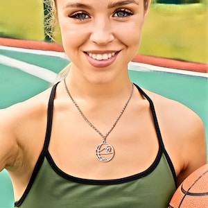 Custom Engraved Name & Number Basketball Necklace, Sports Accessory, Gift for Basketball Players, Personalized Basketball Necklace, Athlete