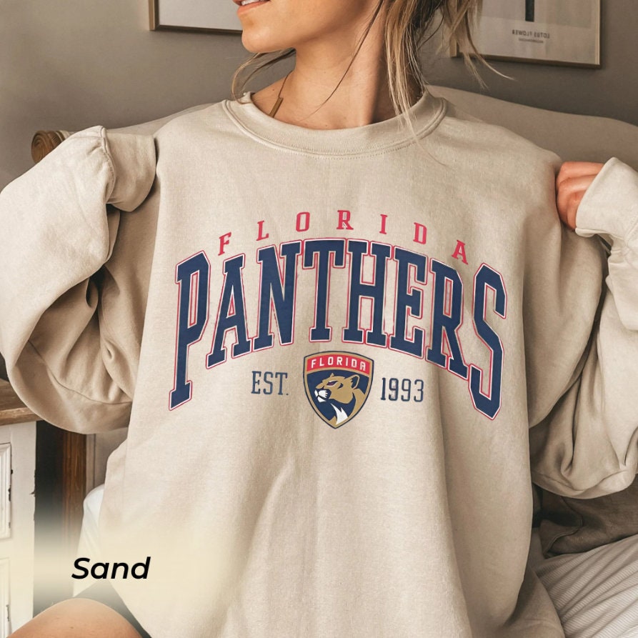 CustomCat Florida Panthers Vintage NHL Crewneck Sweatshirt Navy / 4XL