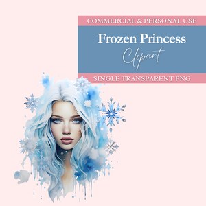 Frozen Princess Clipart | Transparent PNG | Commercial Use Clip Art | Watercolor | Digital Image Downloads