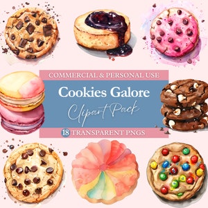 Cookies Clipart Bundle | Transparent PNG | Commercial Use Clip Art | Watercolor | Digital Image Downloads