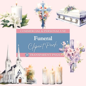 Begrafenis clipart bundel | Transparante PNG | Commercieel gebruik illustraties | Waterverf | Digitale beelddownloads