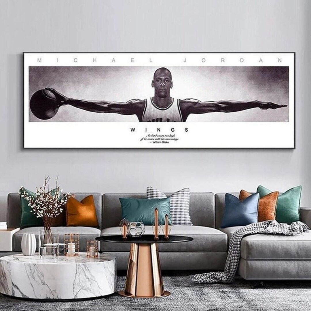 NBA Michael Jordan Wings Wall Art Basketball Canvas Paintings Etsy
