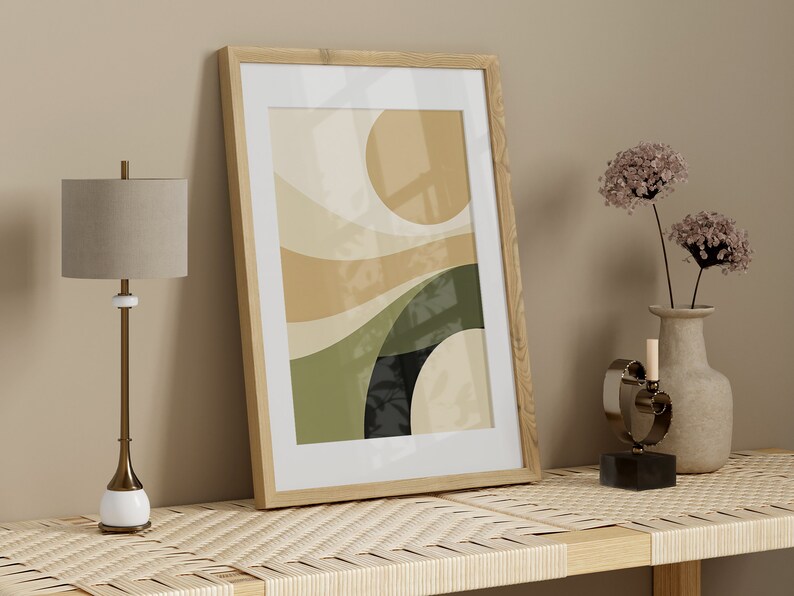 Minimalist Abstract Wall Art, Minimalist Home Decor Wall Art, Olive and Beige Abstract Art