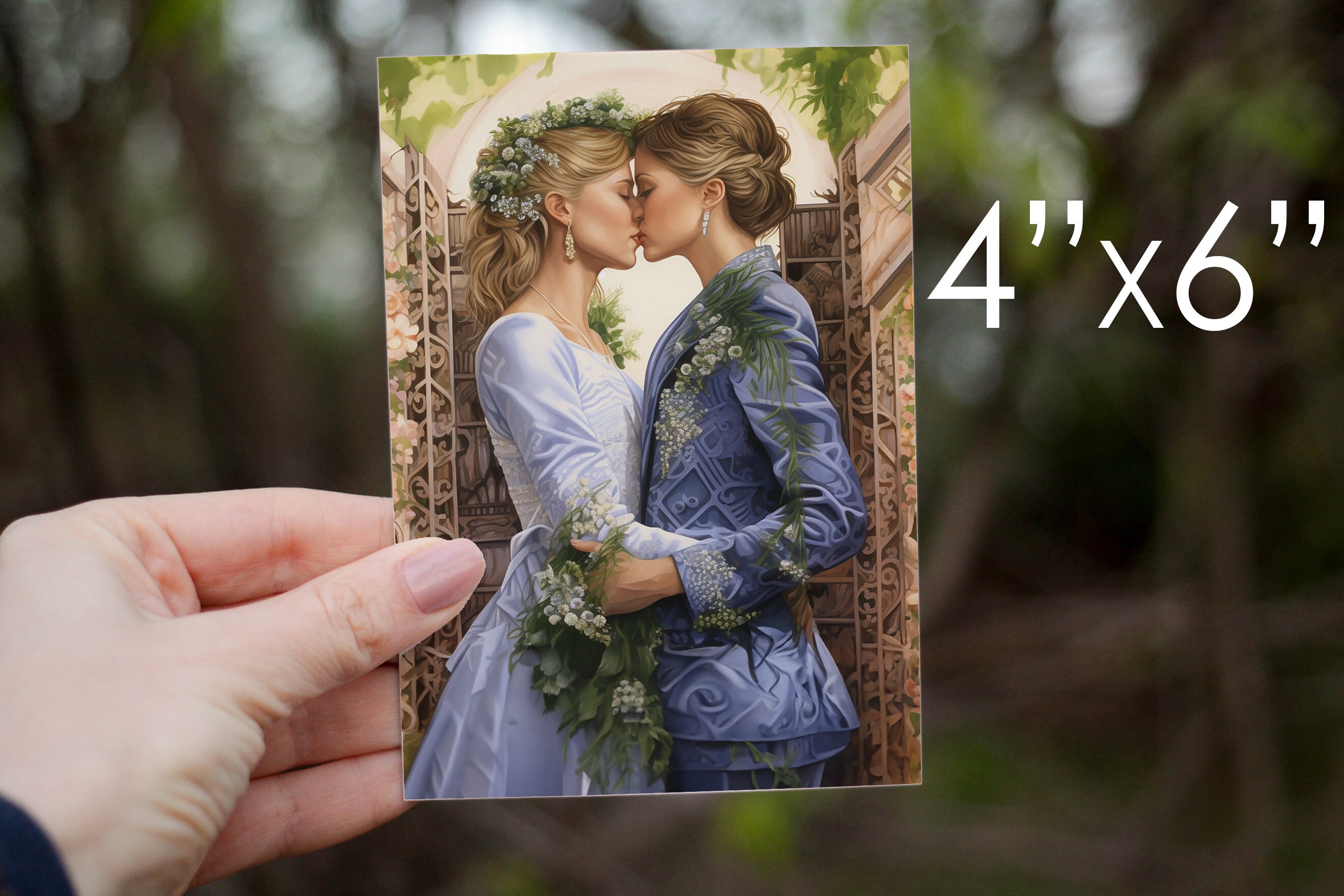 Printable Art - Kiss of Matrimony - Two Blonde Women Kissing on Their