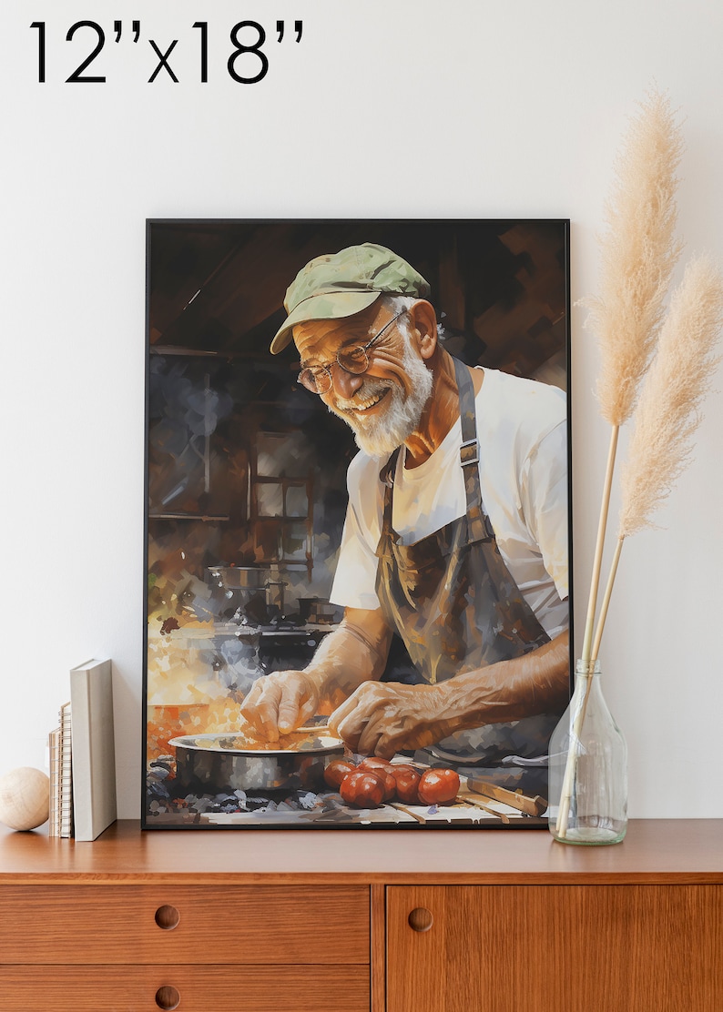 Printable Art - Masterful Moments - an Older Chef Having Fun in the ...