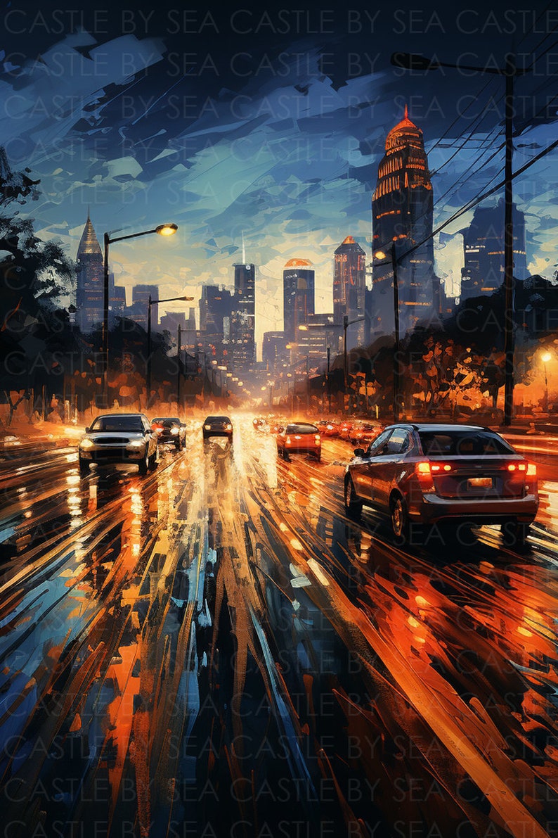 Printable Art - Streaks of Motion - Car Lights Streaking on A Busy ...