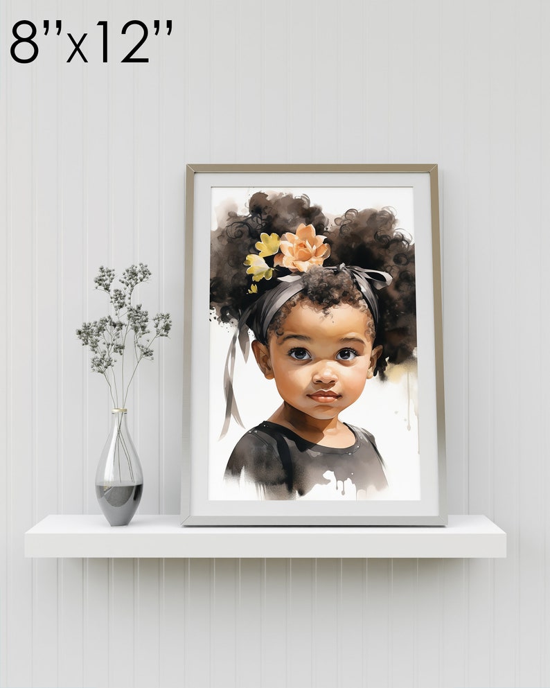 Printable Art Tiny Trendsetter Black Toddler Girl in All Black With