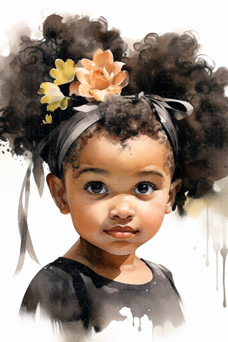 Printable Art Tiny Trendsetter Black Toddler Girl in All Black With