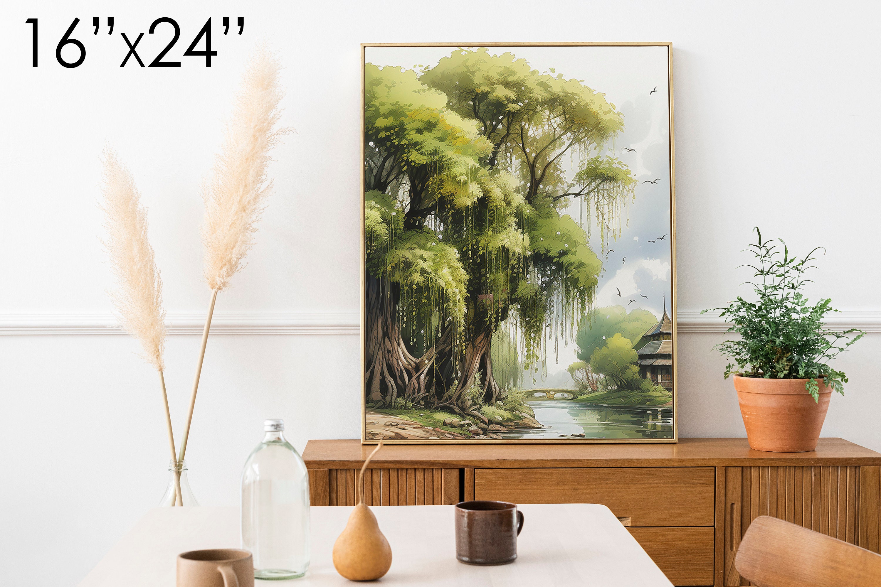 Printable Art Willow's Reflection Weeping Willow Tree Reflected on A ...
