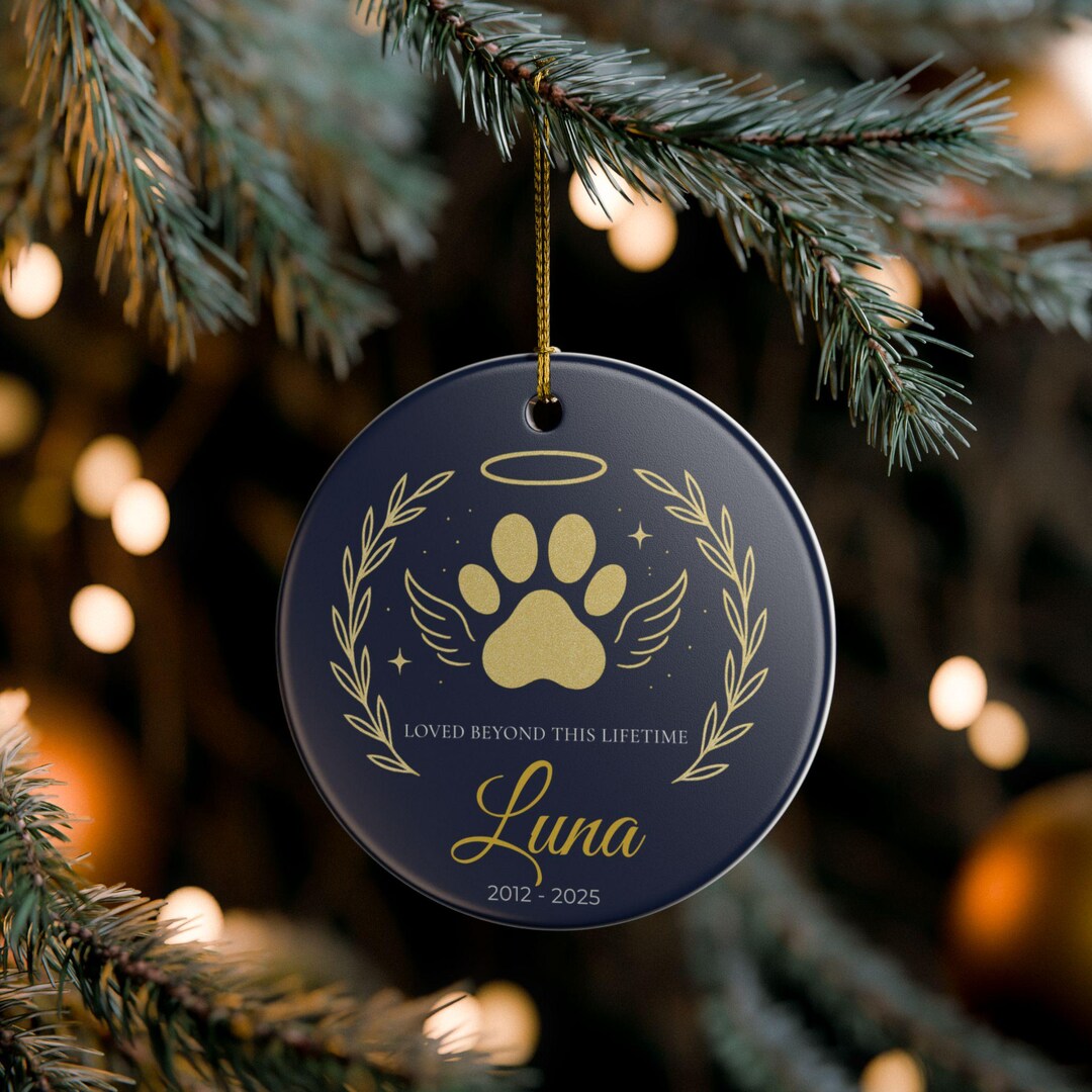 Personalized Pet Memorial Ornament | Dog Cat Loss Gift, Paw Print ...