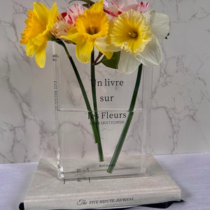 Book Vase for Flowers Aesthetic Room Decor, Artistic and Elegant Durable Acrylic Decorative Vase, Unique Vase for Home/Bedroom/OfficeClear image 1