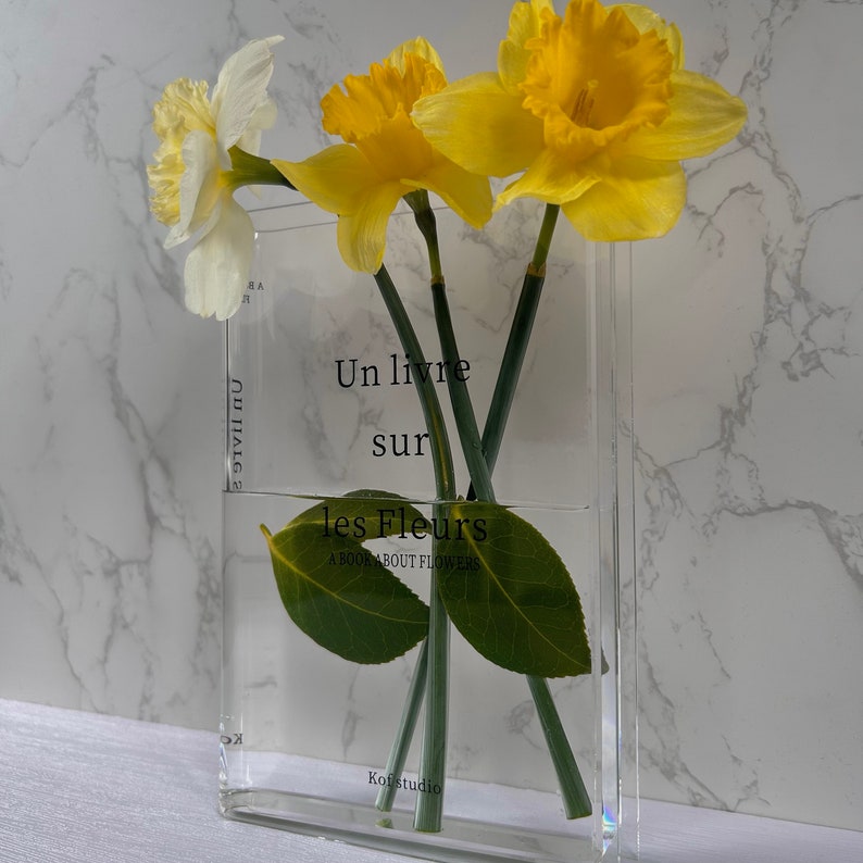 Book Vase for Flowers Aesthetic Room Decor, Artistic and Elegant Durable Acrylic Decorative Vase, Unique Vase for Home/Bedroom/OfficeClear image 2