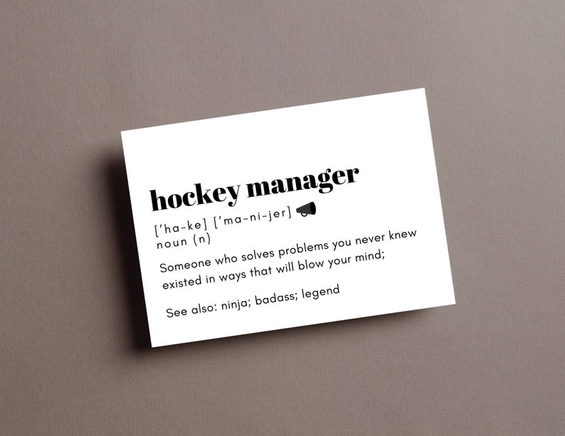 Hockey Manager - Thank You Card - Etsy