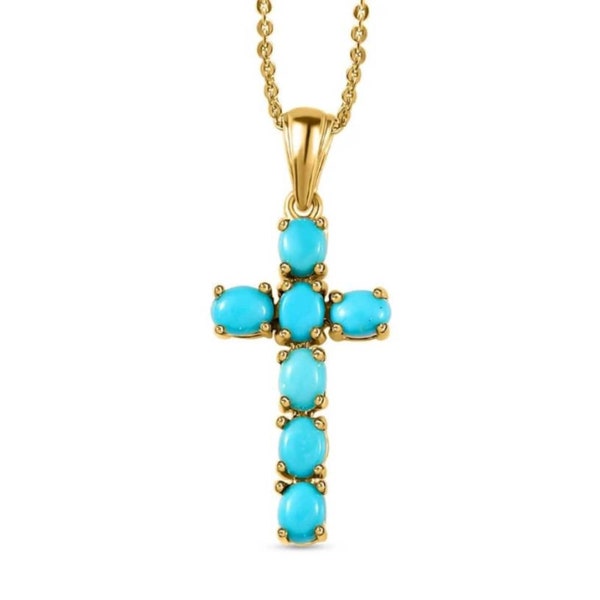 Pendentif croix turquoise, pendentif pierres précieuses turquoise, collier croix en or turquoise, collier croix turquoise, meilleur cadeau de Noël