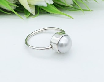 Fresh Water Pearl Rings, 925 Sterling Silver Rings, Handmade Pearl Rings, White Pearl Rings, Boho Rings, Statement Rings, Women Rings