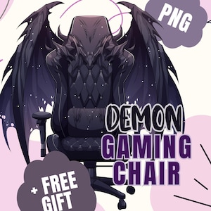 Black Demon Gaming Chair PNG - VTube PNGTube - Dämonenflügel - Twitch Dekoration - Halloween Deco