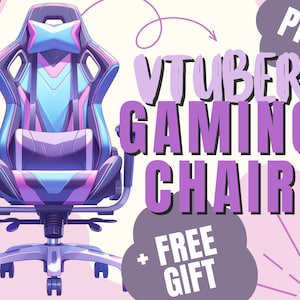 PNG VTuber Gaming Chair - Purple, Blue and Pink - PNG with transparent background - VTube PNGTube Streaming Asset for Twitch or Youtube