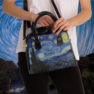 Women&#39;s Shoulder Bag,Personalized with artwork by Vincent Van Gogh,The Starry Night,Ideal Gift,Vintage, Fashion, Unique ,Gift for art lovers