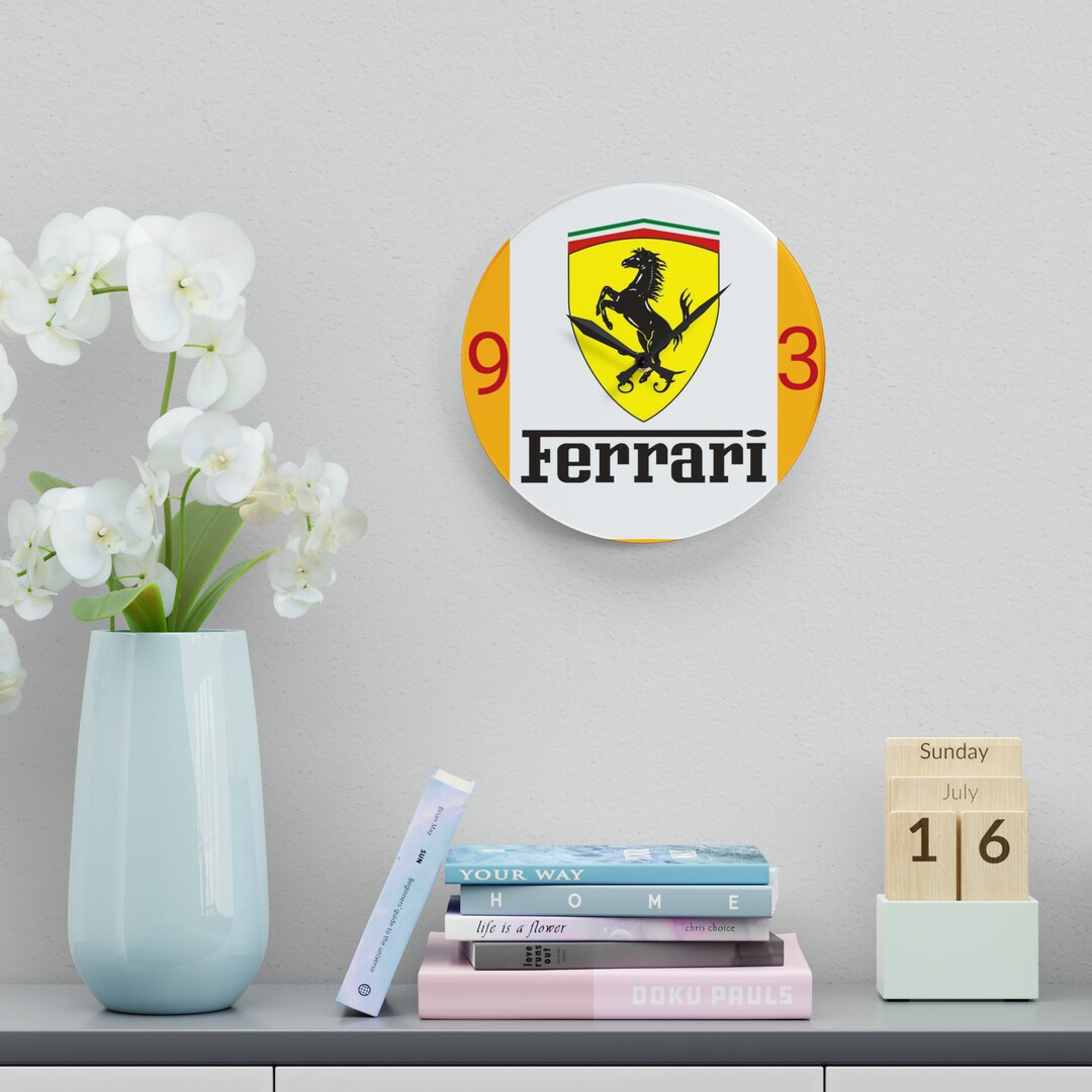 Ferrari Wall Clock Acrylic Ferrari Logo ,ferrari Design Wall Clock