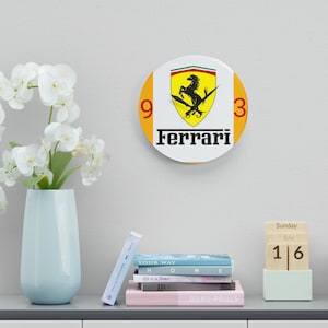 Ferrari wall clock Acrylic Ferrari logo ,Ferrari design wall clock,Lovers of Ferrari clock, Scuderia Ferrari, home decoration, wall clock