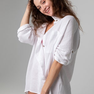 Oversized muslin shirt, women's blouse, muslin blouse, muslin shirt for women