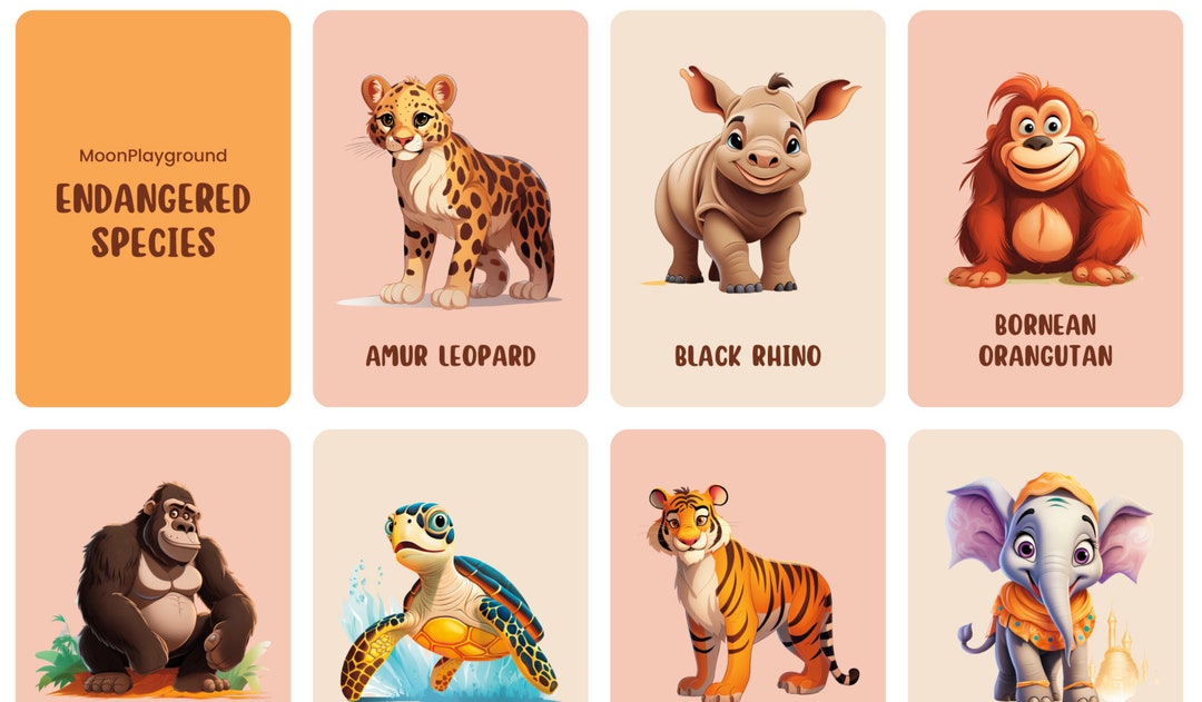 23-endangered-animals-flash-cards-endangered-species-flash-etsy