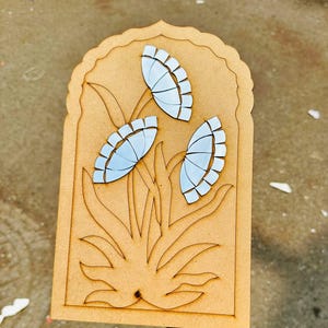 DIY-kit mdf-wandpaneel met decoratieve spiegelstukken | Traditioneel Indiaas knutselbord voor doe-het-zelf interieur- en kunstprojecten | doe-het-zelfpakketten |